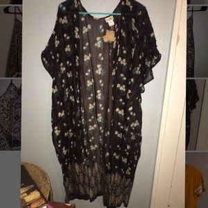 Sheer flowing floral wrap